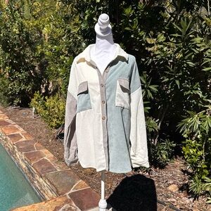 Blu Pepper Cream and Gray Ribbed Cardigan